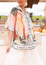 Graffiti Print Holiday Style Loose Short Sleeve Shirt