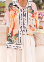 Graffiti Print Holiday Style Loose Short Sleeve Shirt