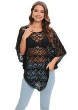 Black Crochet Lace Poncho Top