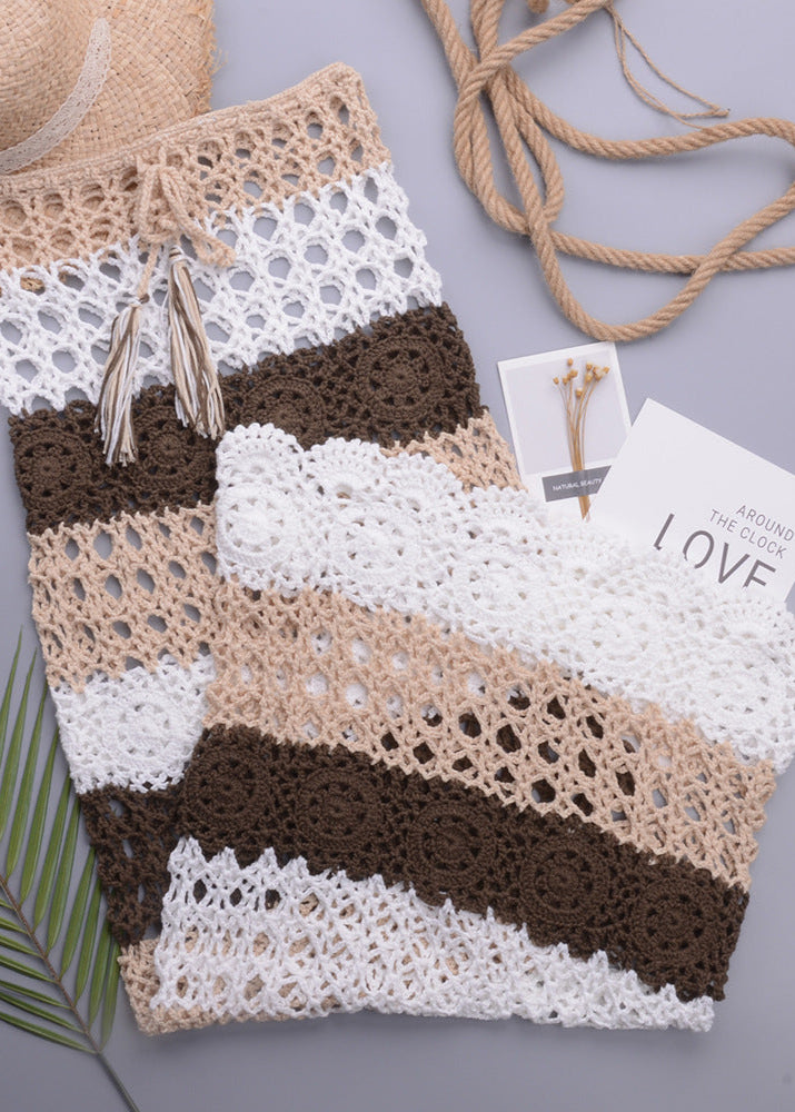 One Shoulder Crochet Maxi Dress GLEAMISS One Shoulder Crochet Maxi Dress GLEAMISS