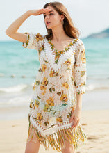 Crochet Fringe Floral Cover Up
