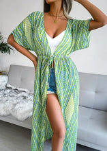 Lace-up Printed Chiffon Sunscreen Cardigan
